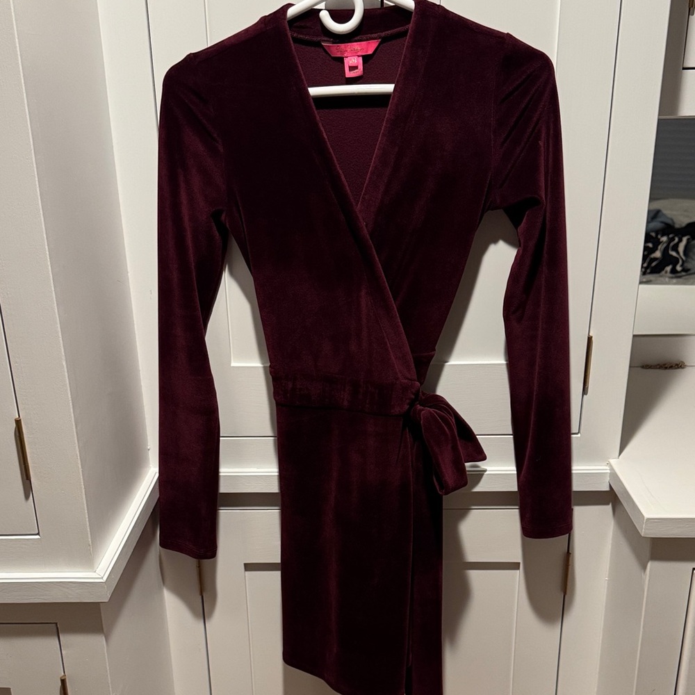 Lilly Pulitzer Burgundy Velvet Wrap Romper
